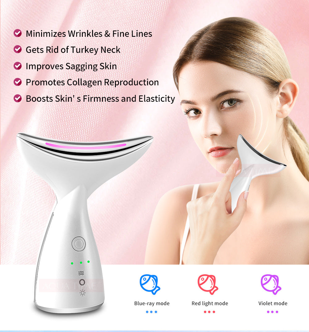 Velvoria™ 3-in-1 EMS Neck & Face Lifting Device – LED Light Therapy & Skin Tightening