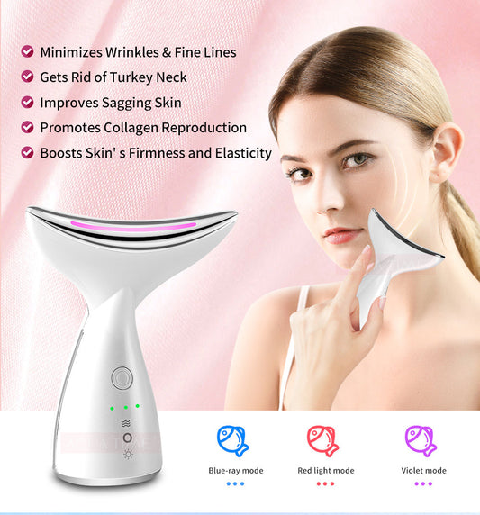 Velvoria™ 3-in-1 EMS Neck & Face Lifting Device – LED Light Therapy & Skin Tightening